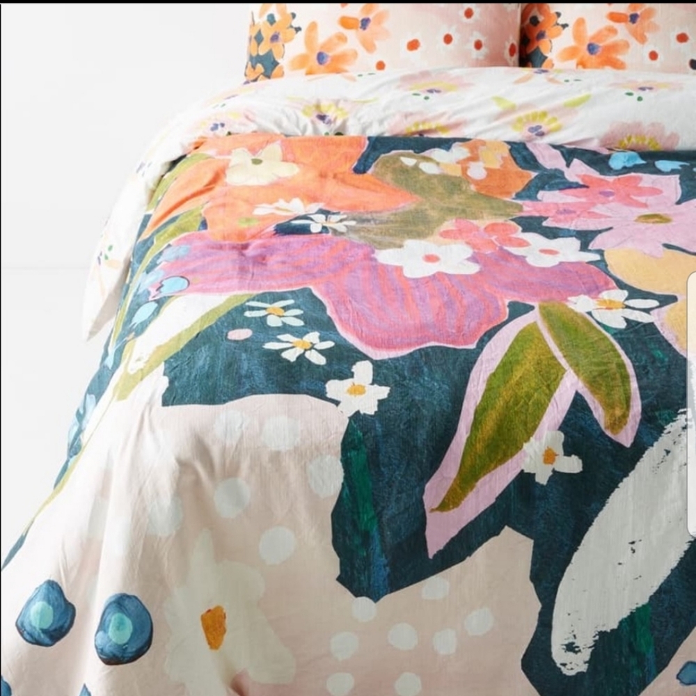 ANTHROPOLOGIE Matilda Floral Queen Duvet Cover NWT - Picture 3 of 8